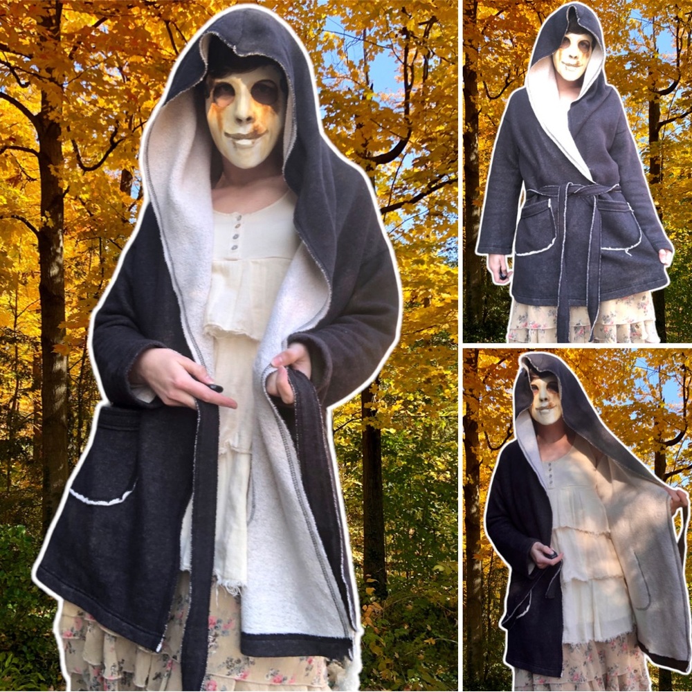 Sanctuary Sherpa-Lined Brown Hooded Hobbit Cardigan, Size L
